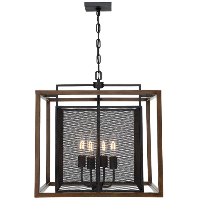 Varaluz Rio Lobo 4-Light Pendant Light in Dark Oak with Black Varaluz Rio Lobo 4-Light Pendant Light in Dark Oak with Black