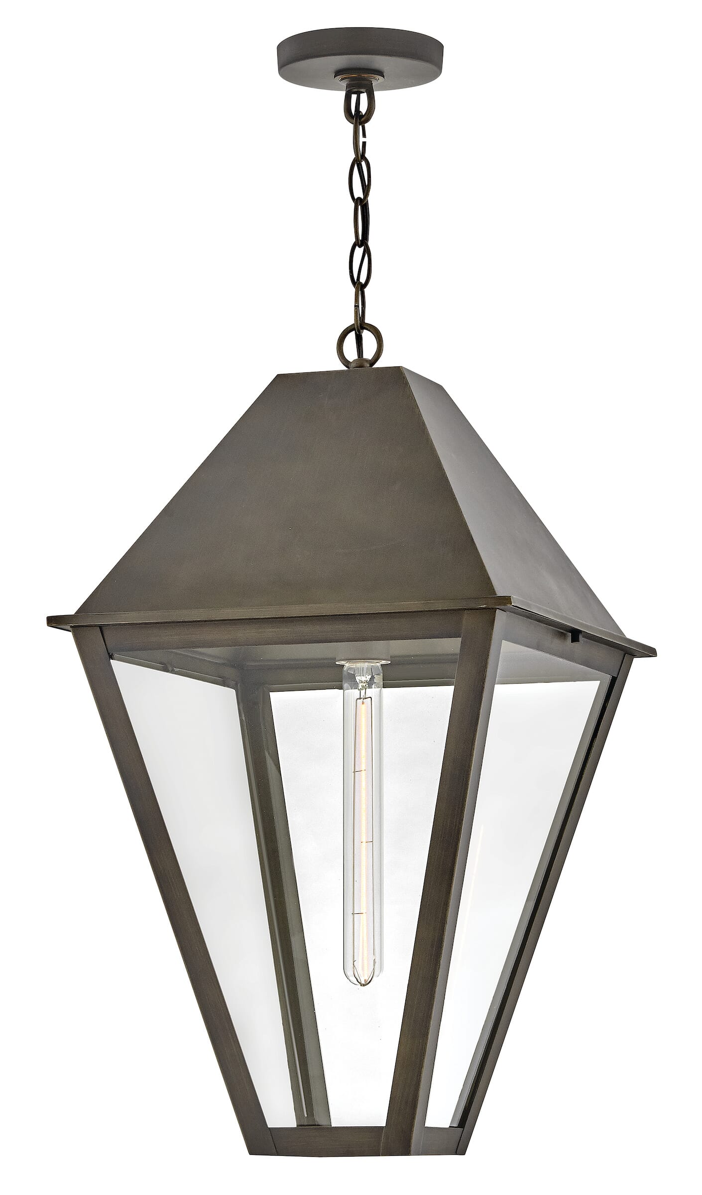 Blackened Brass LED Hanging Lantern from the Endsley Collection