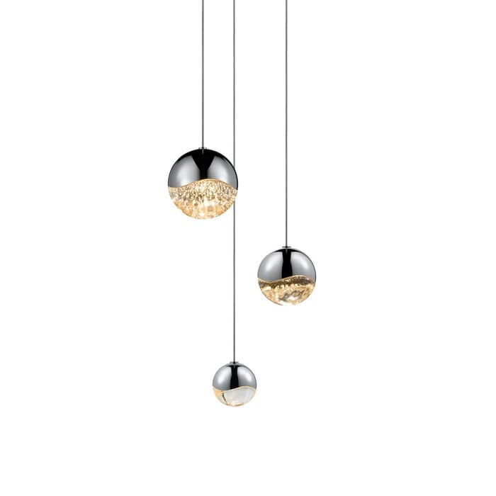 Sonneman Grapes 8.25" 3-Light Assorted LED Pendant in Polished Chrome Sonneman Grapes 8.25" 3-Light Assorted LED Pendant in Polished Chrome