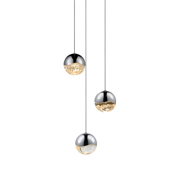 Sonneman Grapes 7.75" 3-Light LED Pendant in Polished Chrome Sonneman Grapes 7.75" 3-Light LED Pendant in Polished Chrome