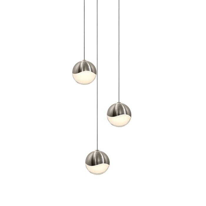 Sonneman Grapes 7.75" 3-Light LED Pendant in Satin Nickel Sonneman Grapes 7.75" 3-Light LED Pendant in Satin Nickel
