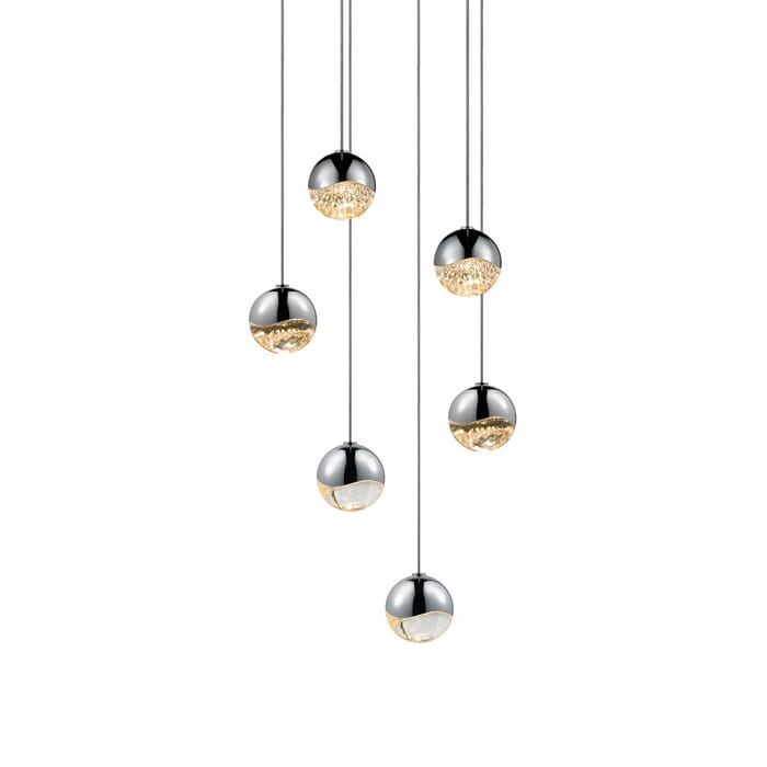 Sonneman Grapes 10.5" 6-Light LED Pendant in Polished Chrome Sonneman Grapes 10.5" 6-Light LED Pendant in Polished Chrome