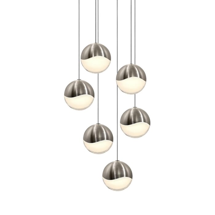 Sonneman Grapes 11.75" 6-Light LED Pendant in Satin Nickel Sonneman Grapes 11.75" 6-Light LED Pendant in Satin Nickel