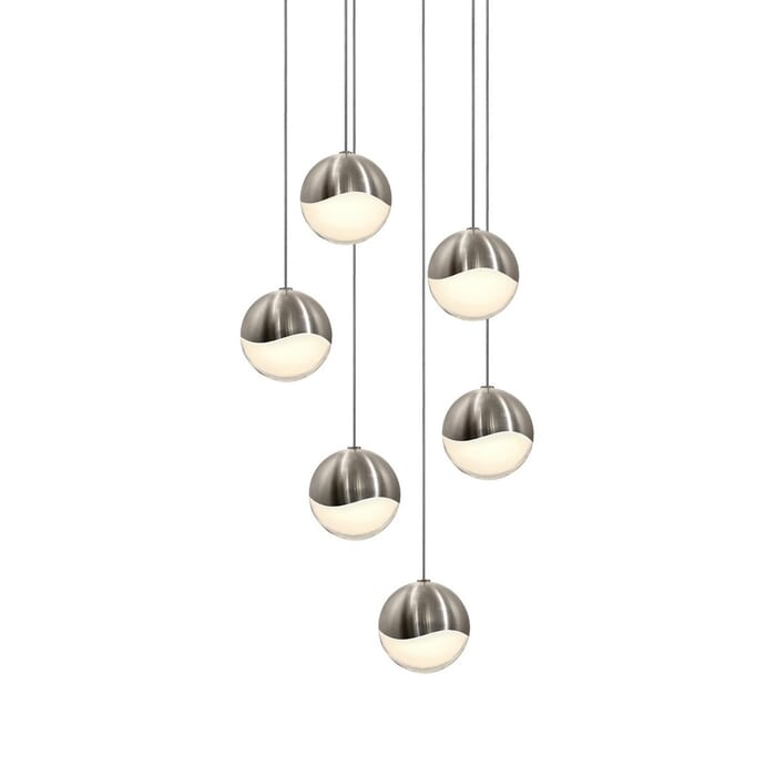 Sonneman Grapes 11.25" 6-Light LED Pendant in Satin Nickel Sonneman Grapes 11.25" 6-Light LED Pendant in Satin Nickel