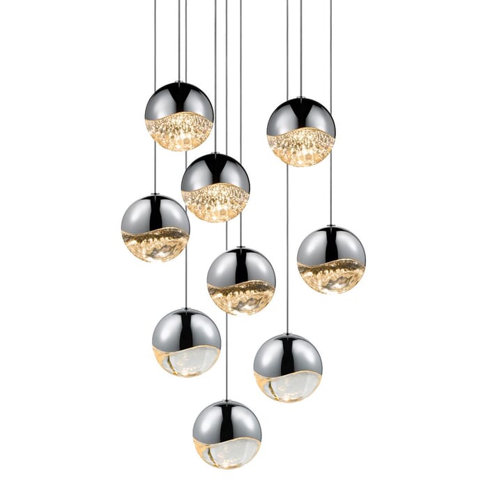 Sonneman Grapes 13.75" 9-Light LED Pendant in Polished Chrome Sonneman Grapes 13.75" 9-Light LED Pendant in Polished Chrome