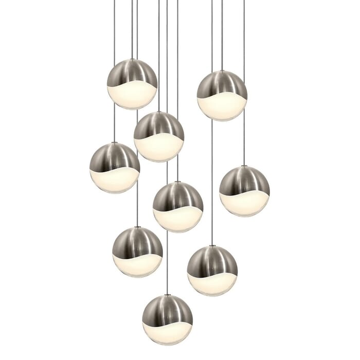 Sonneman Grapes 13.75" 9-Light LED Pendant in Satin Nickel Sonneman Grapes 13.75" 9-Light LED Pendant in Satin Nickel
