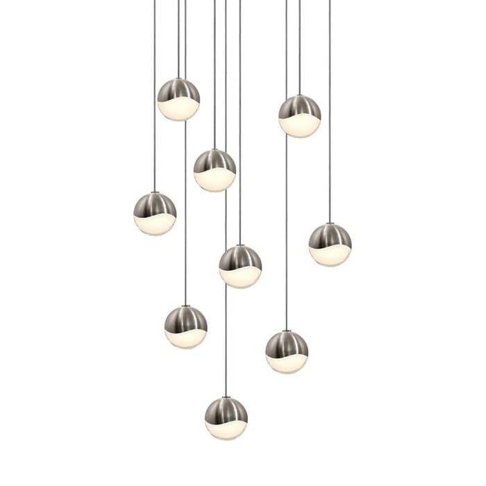 Sonneman Grapes 12.5" 9-Light LED Pendant in Satin Nickel Sonneman Grapes 12.5" 9-Light LED Pendant in Satin Nickel