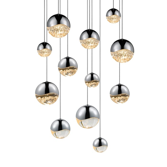 Sonneman Grapes 17" 12-Light Assorted LED Pendant in Polished Chrome Sonneman Grapes 17" 12-Light Assorted LED Pendant in Polished Chrome