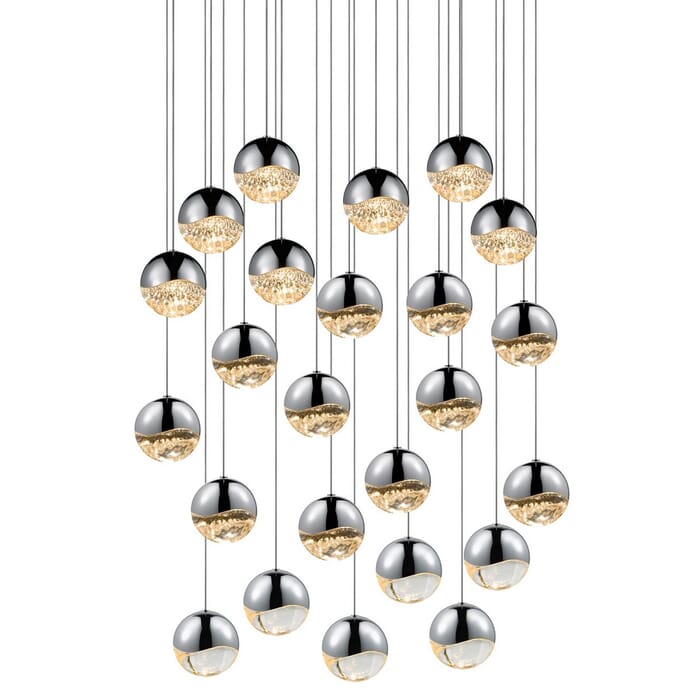 Sonneman Grapes 27" 24-Light LED Pendant in Polished Chrome Sonneman Grapes 27" 24-Light LED Pendant in Polished Chrome