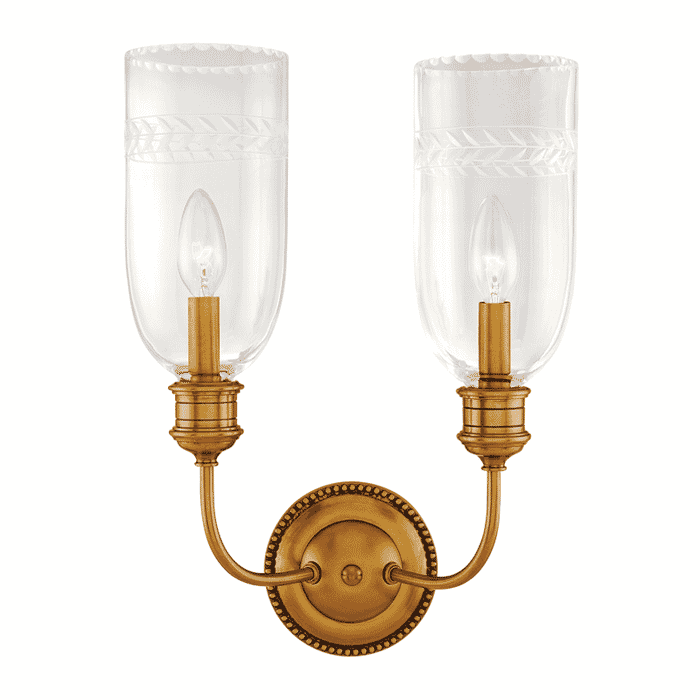 Hudson Valley Lafayette 2-Light 17" Wall Sconce in Aged Brass Hudson Valley Lafayette 2-Light 17" Wall Sconce in Aged Brass