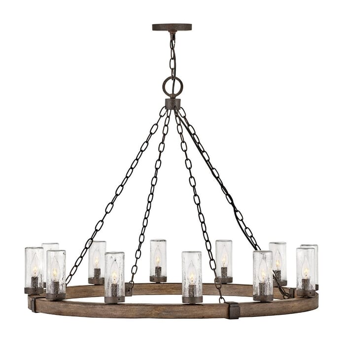 Hinkley Sawyer 12-Light Indoor/Outdoor Chandelier in Sequoia Hinkley Sawyer 12-Light Indoor/Outdoor Chandelier in Sequoia