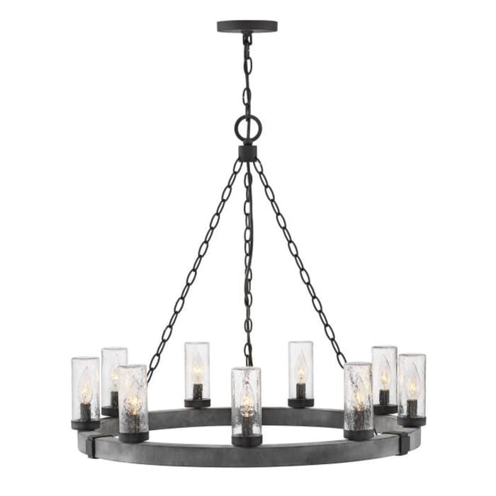 Hinkley Sawyer 9-Light Outdoor Hanging Light in Aged Zinc Hinkley Sawyer 9-Light Outdoor Hanging Light in Aged Zinc