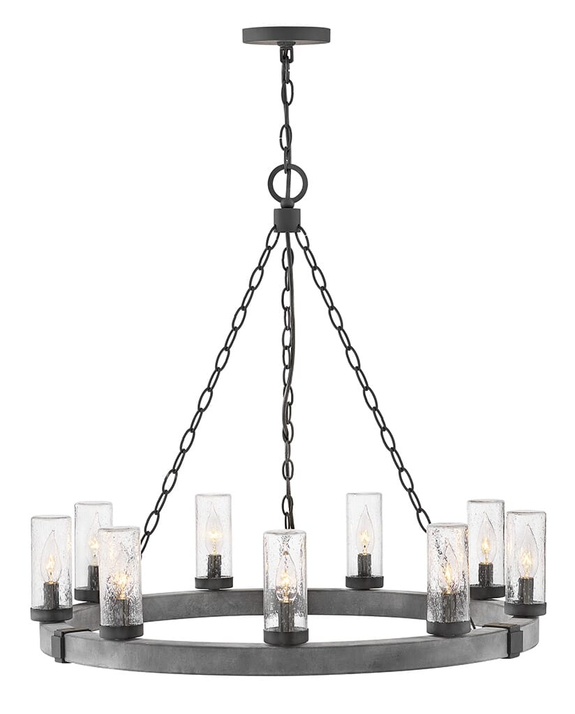 Aged Zinc LED Chandelier from the Sawyer Collection