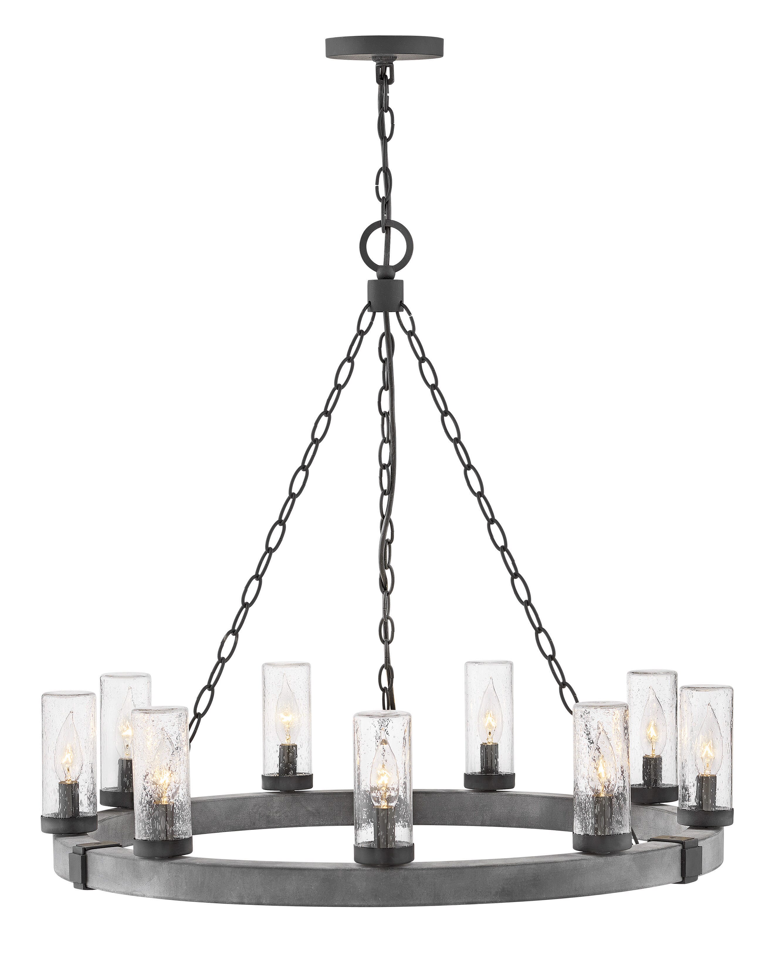 Sawyer 9-Light Outdoor Pendant In Aged Zinc