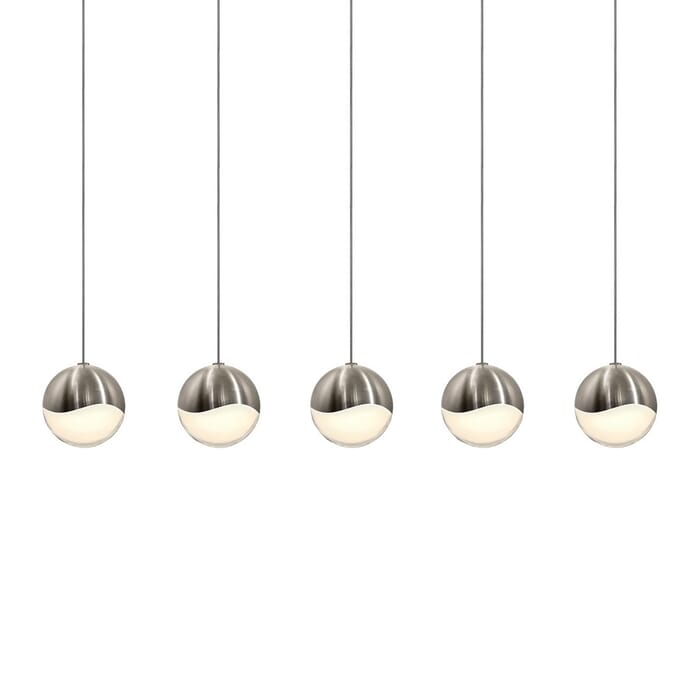 Sonneman Grapes 37.25" 5-Light LED Pendant in Satin Nickel Sonneman Grapes 37.25" 5-Light LED Pendant in Satin Nickel
