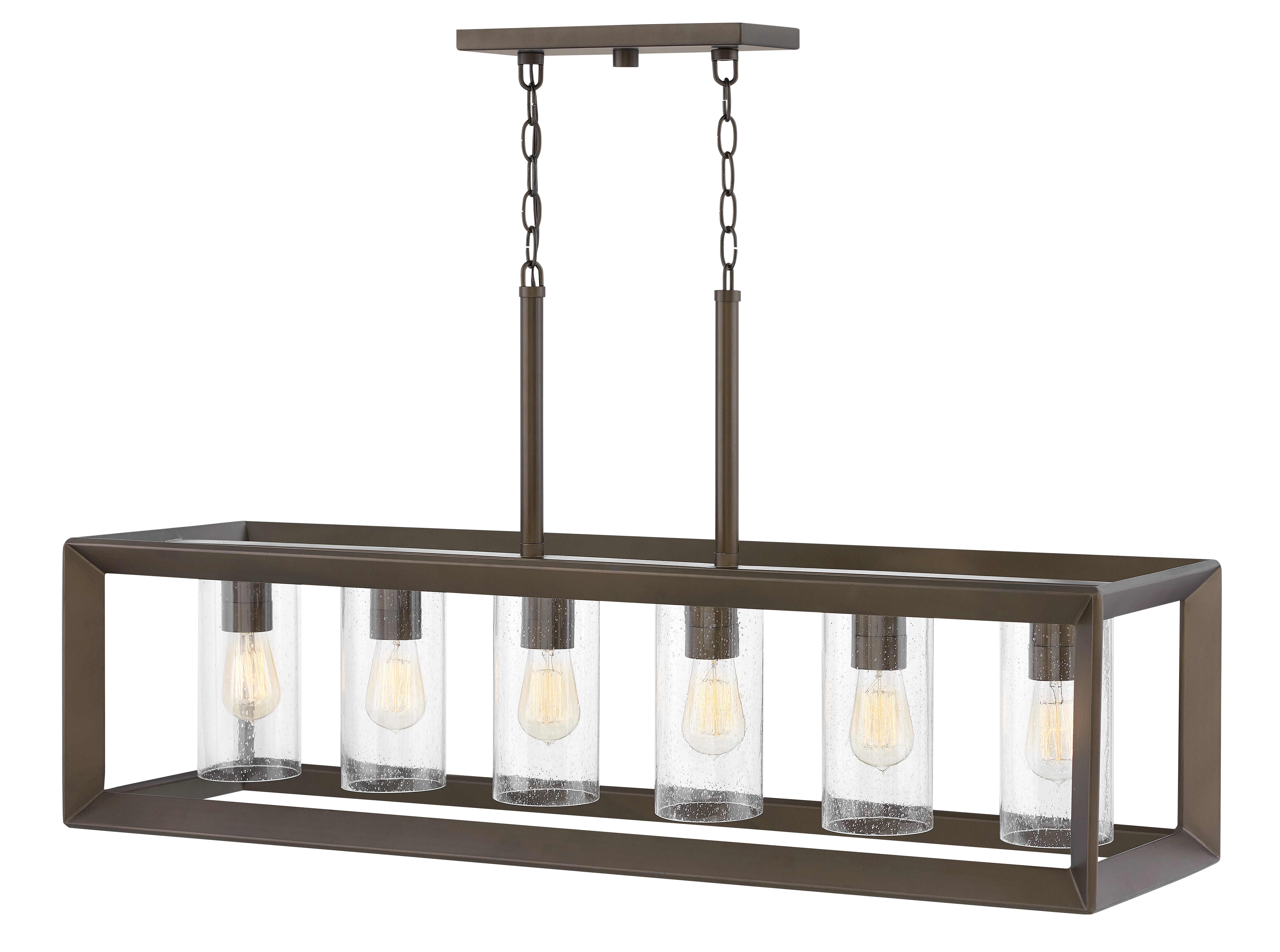 Warm Bronze LED Outdoor Linear Chandelier from the Rhodes Collection