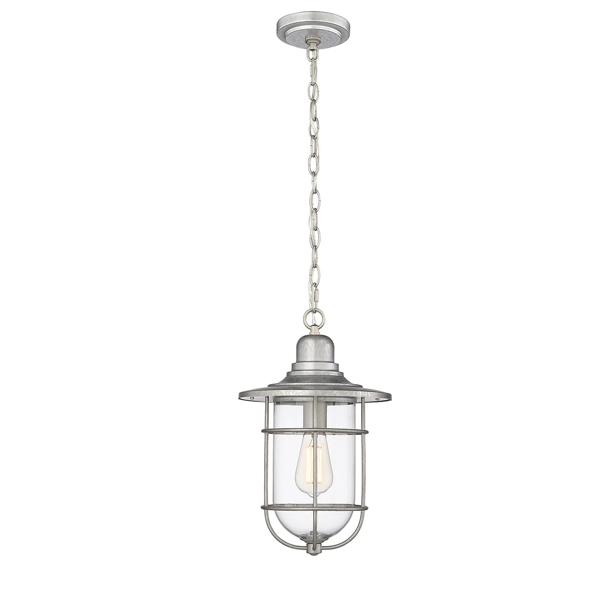 1-Light Outdoor Hanging Lantern In Galvanized