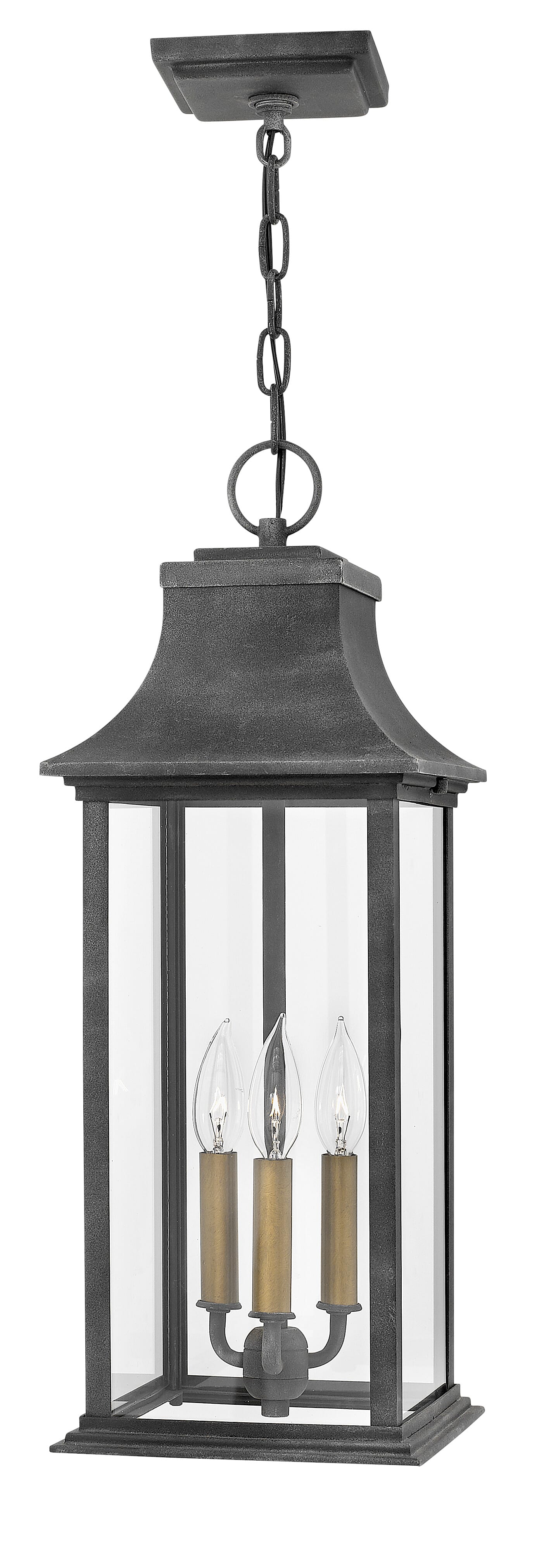 Aged Zinc LED Hanging Lantern from the Adair Collection
