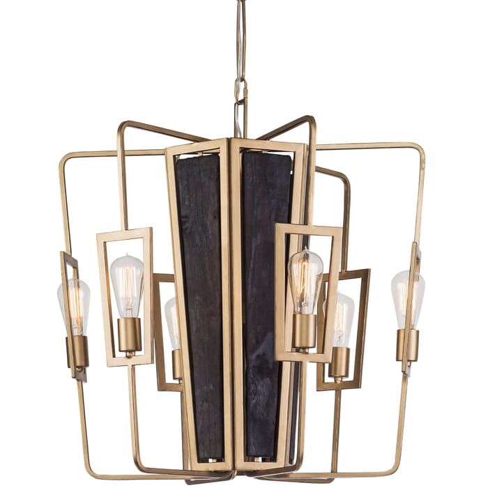 Varaluz Madeira 6-Light Modern Farmhouse Chandelier in Rustic Gold and Madeira Varaluz Madeira 6-Light Modern Farmhouse Chandelier in Rustic Gold and Madeira
