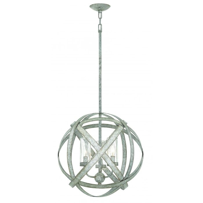 Hinkley Carson 3-Light Outdoor Chandelier in Weathered Zinc Hinkley Carson 3-Light Outdoor Chandelier in Weathered Zinc