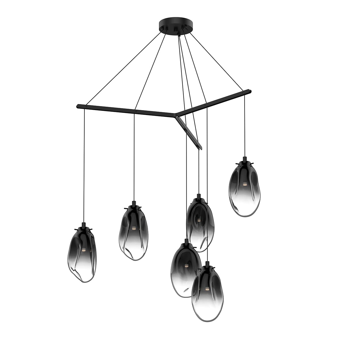 Photos - Chandelier / Lamp Wide Sonneman Liquid 6-Light 12" Pendant Light in Satin Black 2976.25K