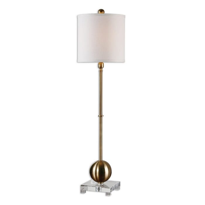Uttermost Laton 35" Crystal Foot Buffet Lamp in Brushed Brass Uttermost Laton 35" Crystal Foot Buffet Lamp in Brushed Brass