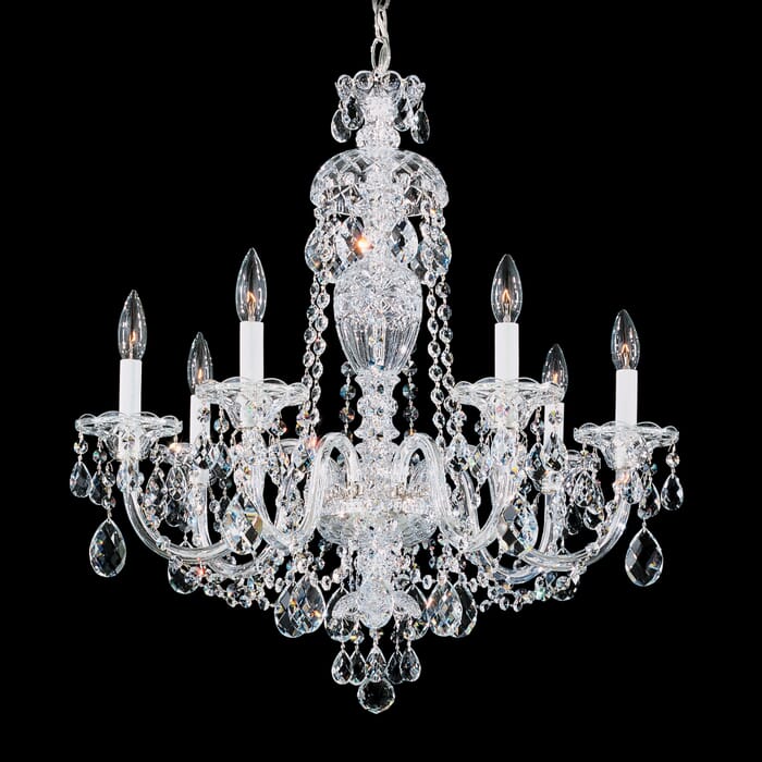 Schonbek Sterling 7-Light Chandelier in Silver with Clear Heritage Crystals Schonbek Sterling 7-Light Chandelier in Silver with Clear Heritage Crystals