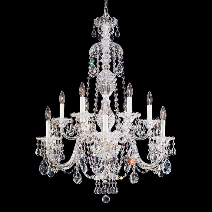 Schonbek Sterling 12-Light Chandelier in Silver with Clear Crystals From Swarovski Crystals Schonbek Sterling 12-Light Chandelier in Silver with Clear Crystals From Swarovski Crystals
