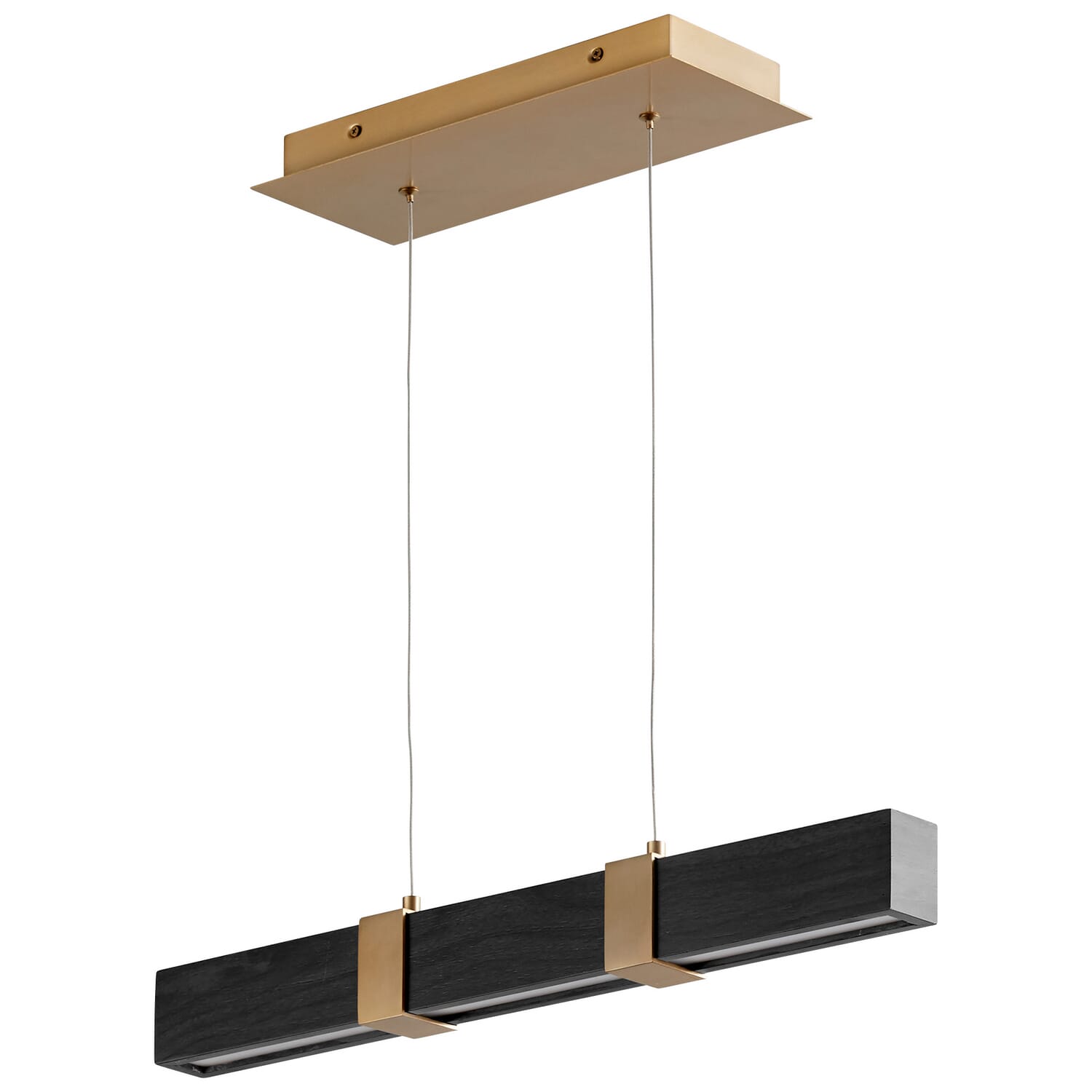 Decca 1-Light LED Linear Pendant in Aged Brass W with Black Oak