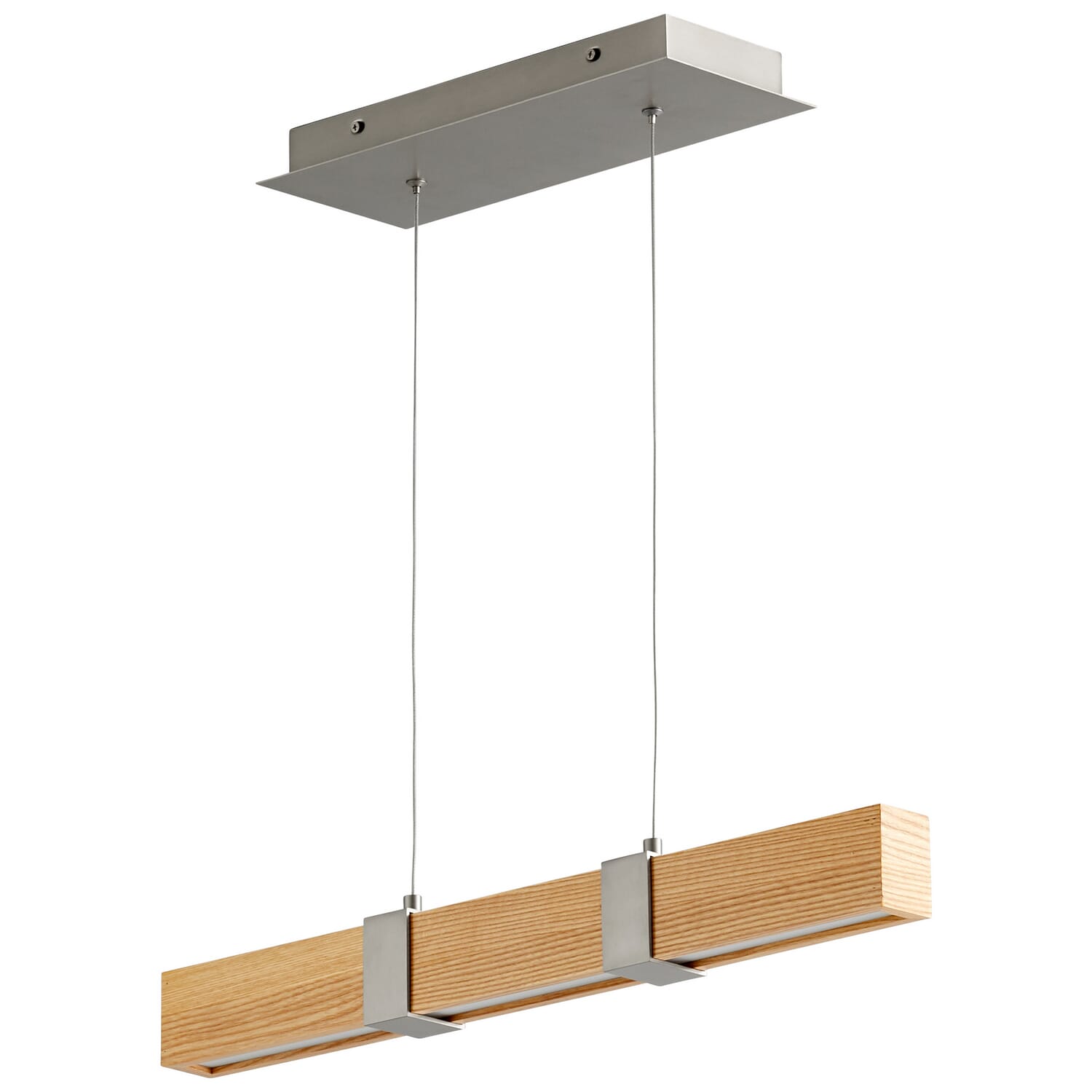 Satin Nickel W  White Oak LED Pendant from the Decca Collection