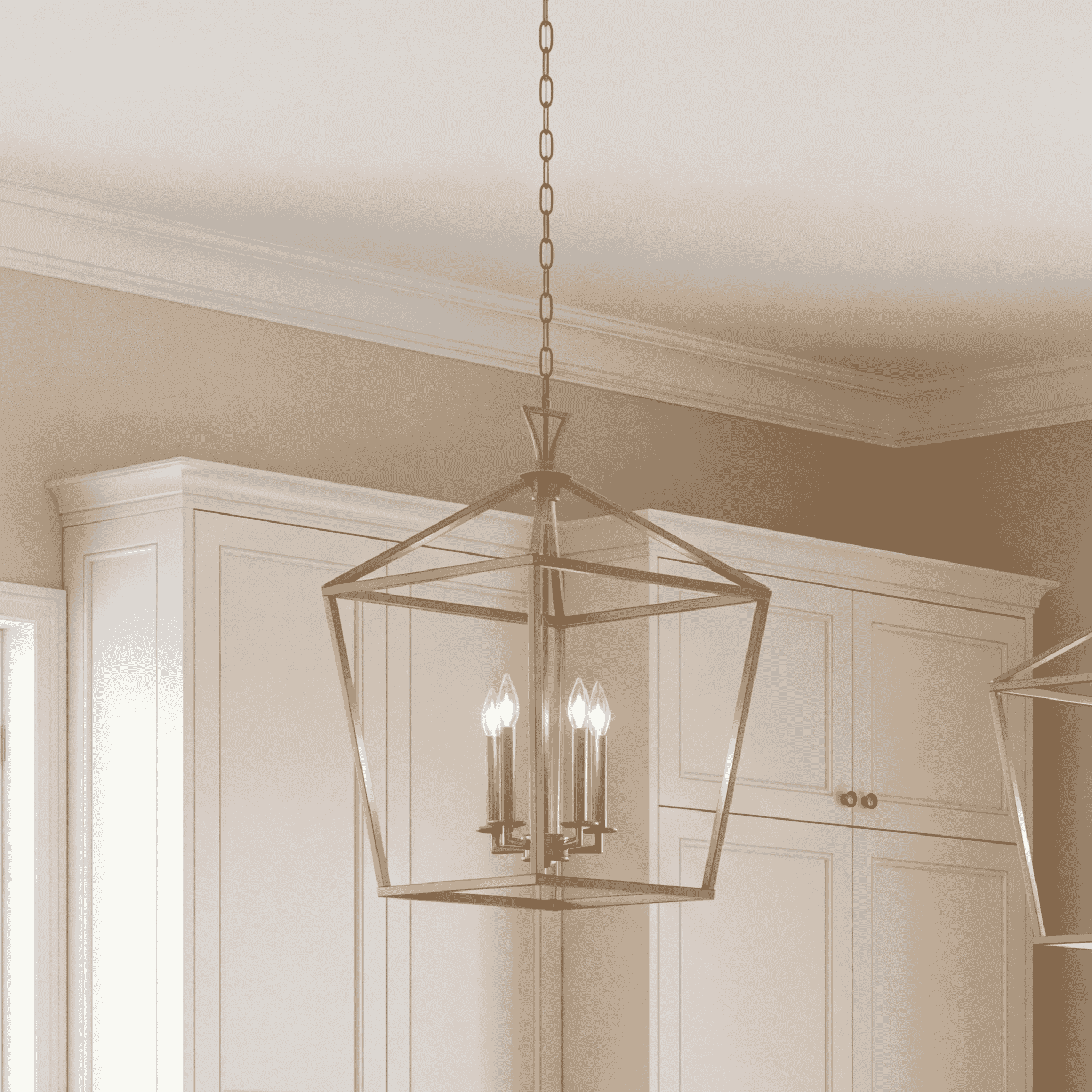 Warm Brass Four Light Pendant from the Townsend Collection