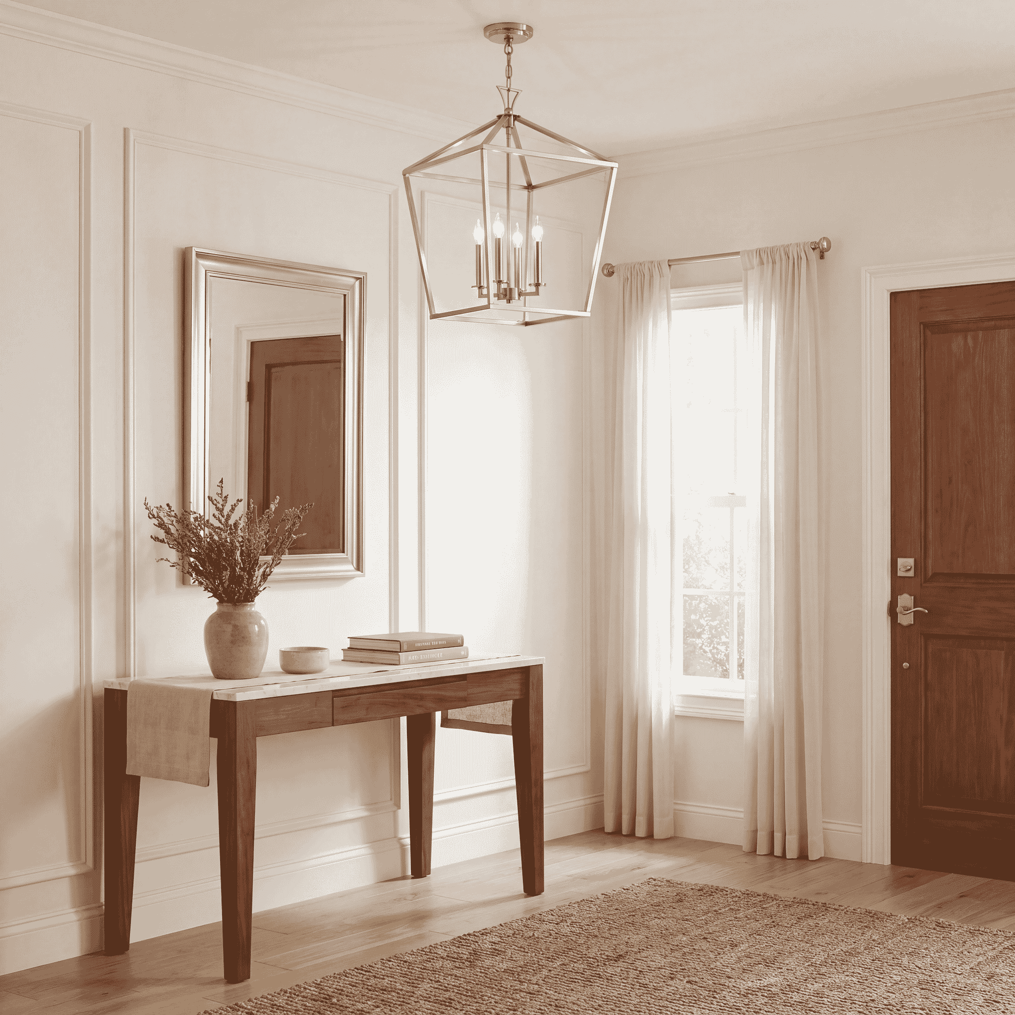 Satin Nickel Four Light Pendant from the Townsend Collection