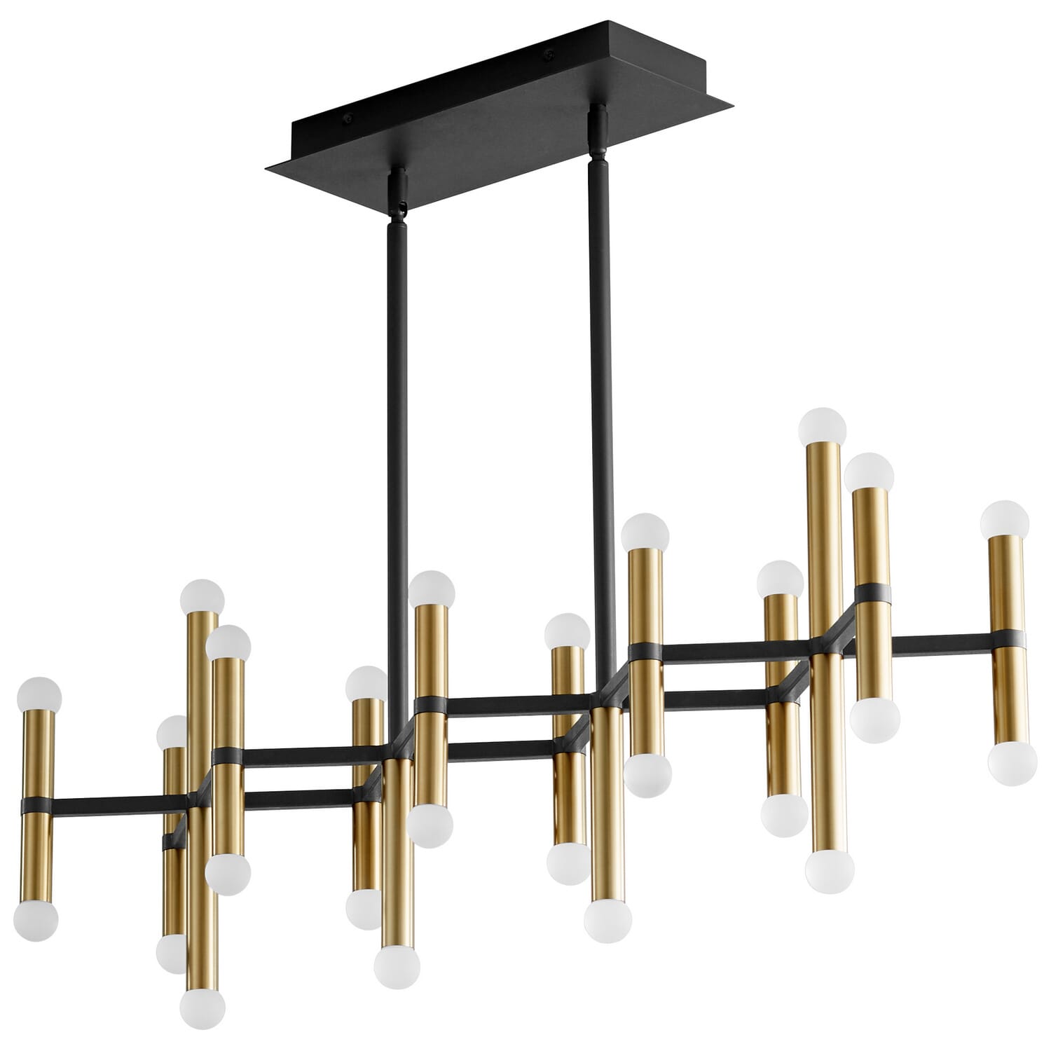 Black W  Aged Brass LED Linear Ceiling Mount from the Nero Collection