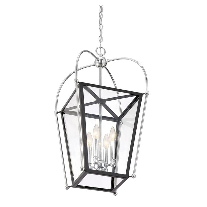 Savoy House Dunbar by Brian Thomas 4-Light Pendant in Matte Black with Polished Chrome Accents Savoy House Dunbar by Brian Thomas 4-Light Pendant in Matte Black with Polished Chrome Accents