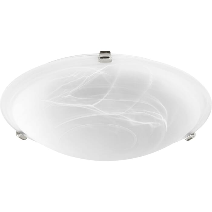 Quorum Quorum Home 3-Light 16" Ceiling Light in Polished Nickel with Faux Alabaster Quorum Quorum Home 3-Light 16" Ceiling Light in Polished Nickel with Faux Alabaster
