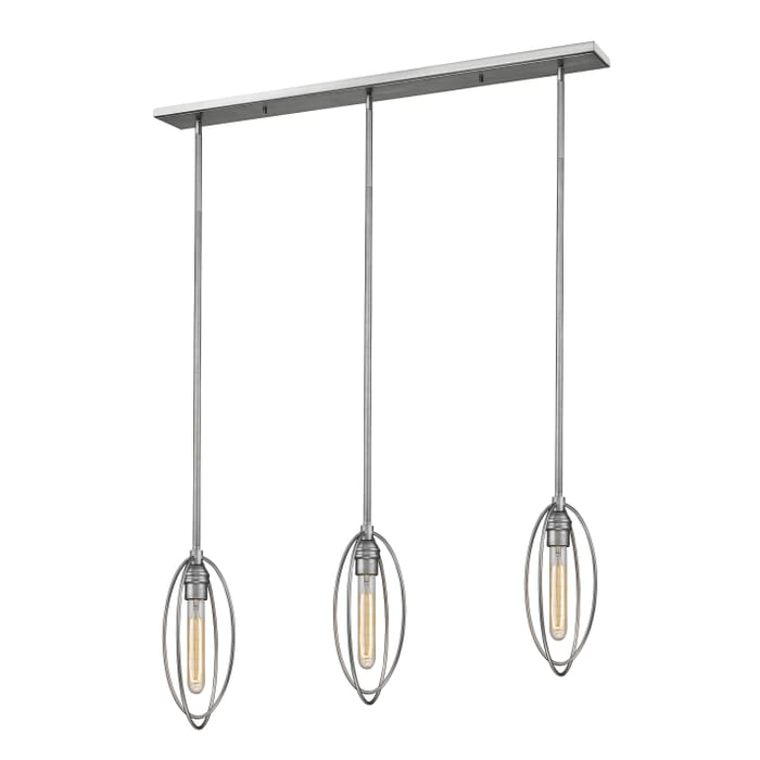Z-Lite Persis 3-Light Linear Pendant Light In Old Silver Z-Lite Persis 3-Light Linear Pendant Light In Old Silver