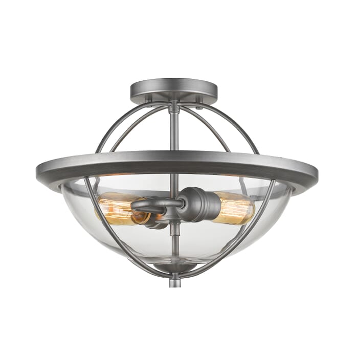 Z-Lite Persis 2-Light Semi Flush Mount Ceiling Light In Old Silver Z-Lite Persis 2-Light Semi Flush Mount Ceiling Light In Old Silver