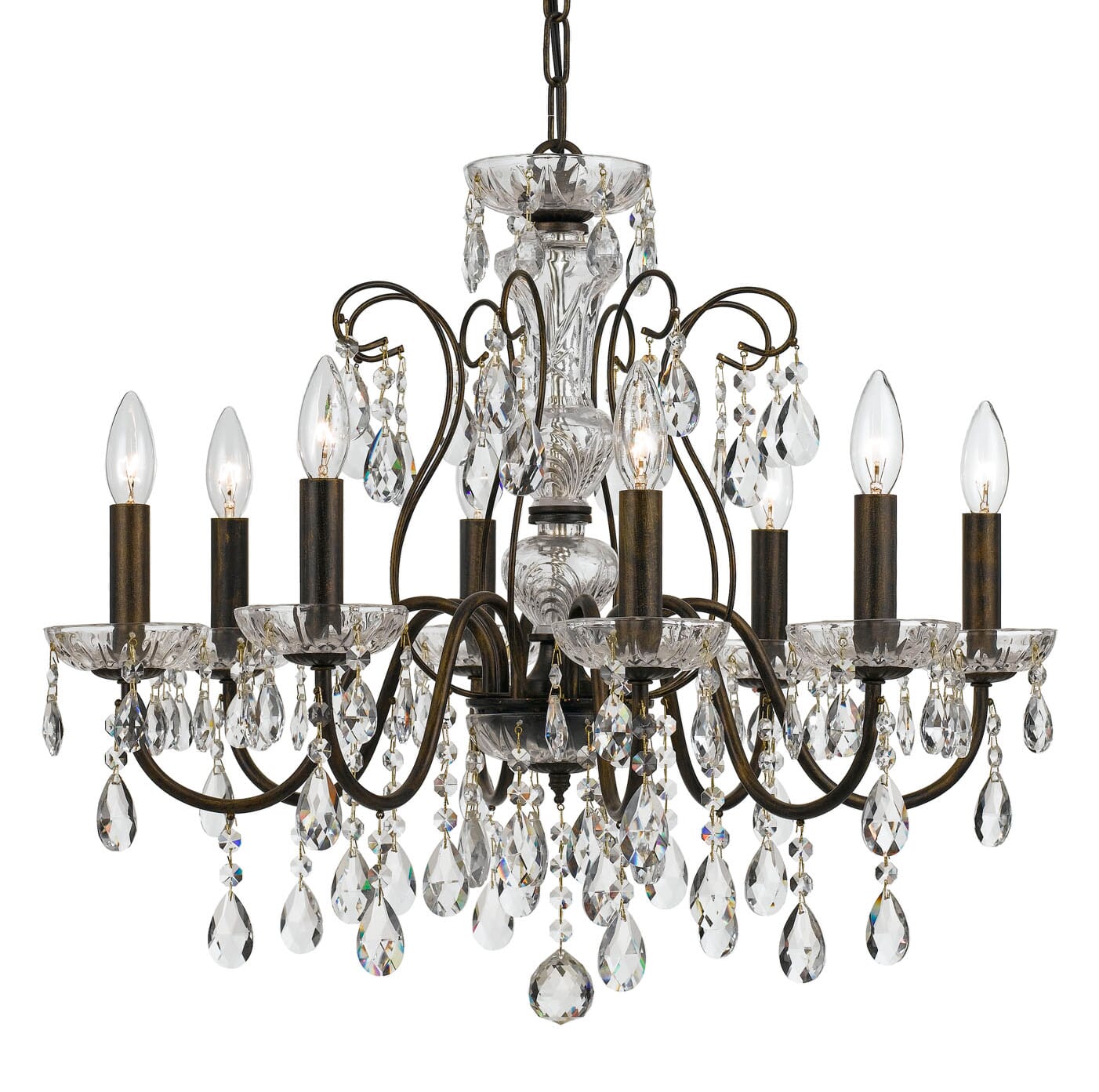 Photos - Chandelier / Lamp Butler Crystorama  8-Light 22" Chandelier in English Bronze with Hand Cut Crystal Crystals 3028-EB-CL-MWP 