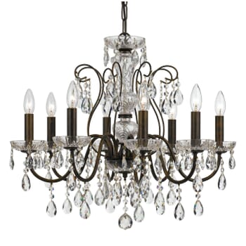 Crystorama Butler 8-Light 22" Chandelier in English Bronze with Hand Cut Crystal Crystals