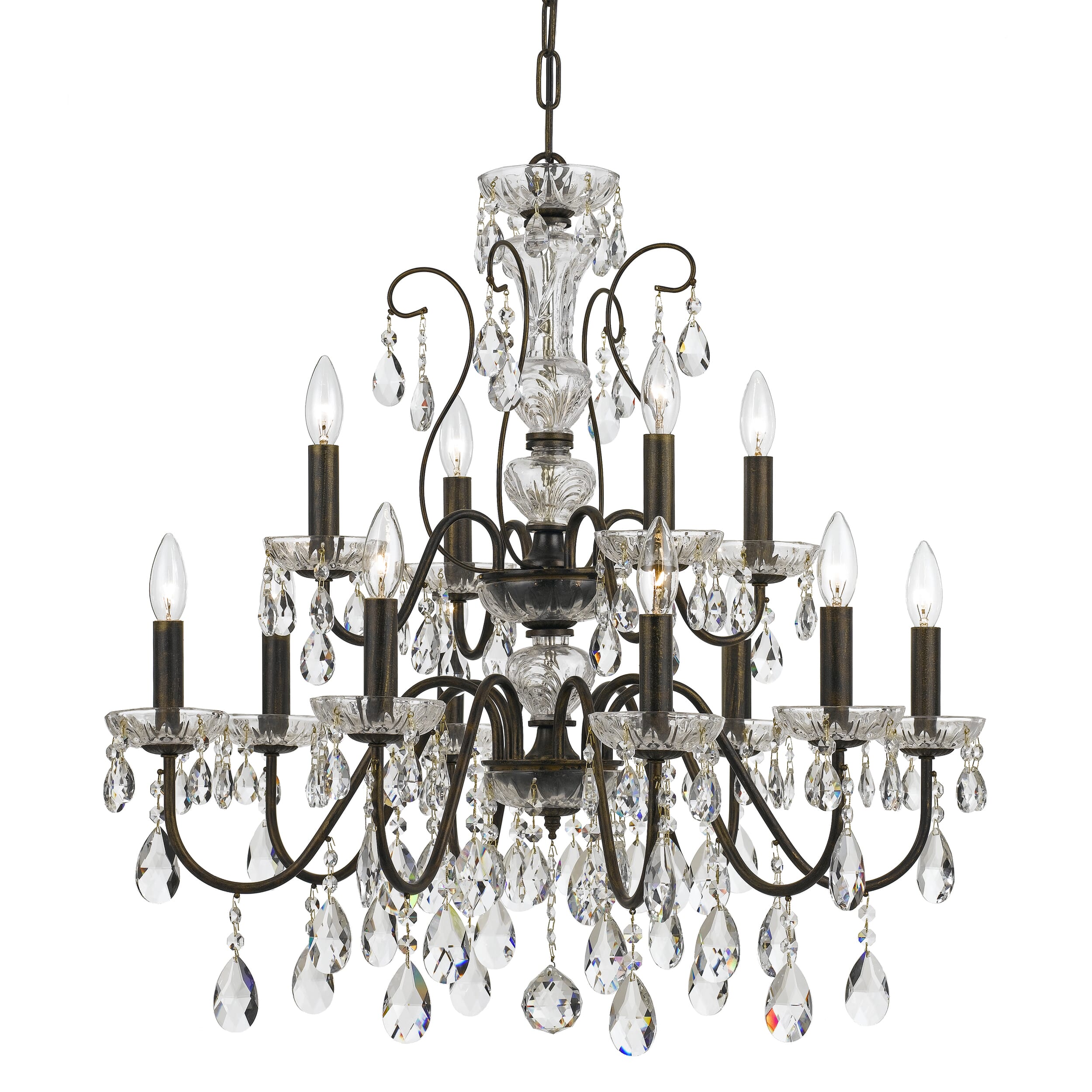 Butler 12-Light 29"" Chandelier in English Bronze with Hand Cut Crystal Crystals -  Crystorama, 3029-EB-CL-MWP