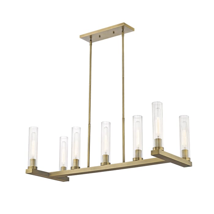 Z-Lite Beau 7-Light Linear Pendant Light In Rubbed Brass Z-Lite Beau 7-Light Linear Pendant Light In Rubbed Brass