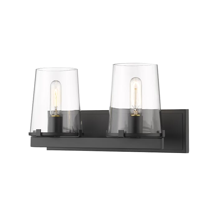 Z-Lite Callista 2-Light Bathroom Vanity Light In Matte Black Z-Lite Callista 2-Light Bathroom Vanity Light In Matte Black