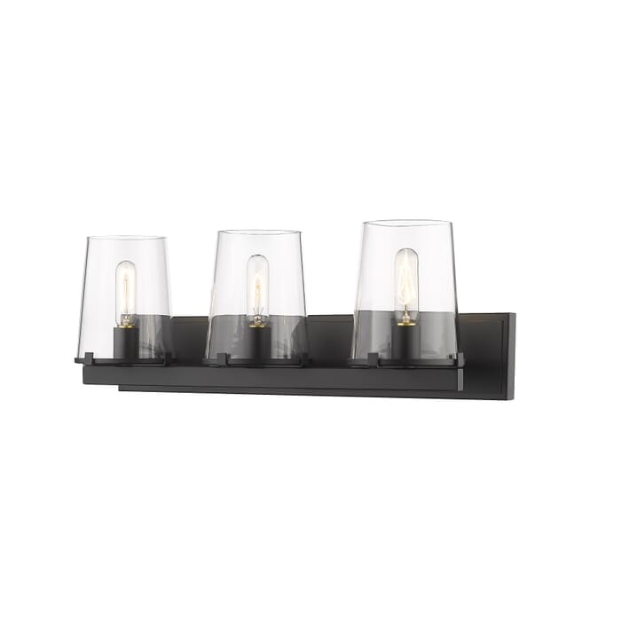 Z-Lite Callista 3-Light Bathroom Vanity Light In Matte Black Z-Lite Callista 3-Light Bathroom Vanity Light In Matte Black