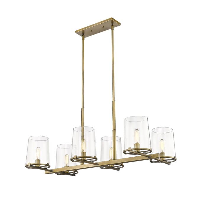 Z-Lite Callista 6-Light Linear Pendant Light In Rubbed Brass Z-Lite Callista 6-Light Linear Pendant Light In Rubbed Brass