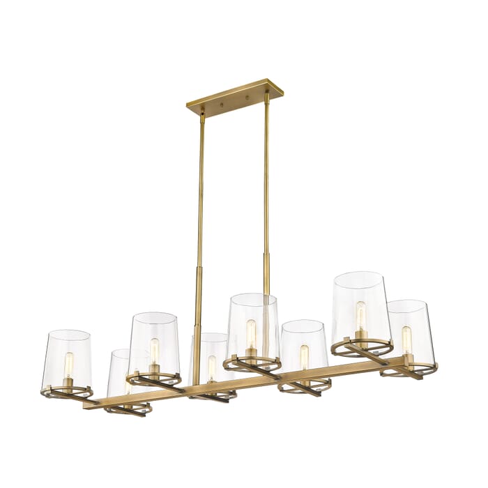 Z-Lite Callista 8-Light Linear Pendant Light In Rubbed Brass Z-Lite Callista 8-Light Linear Pendant Light In Rubbed Brass