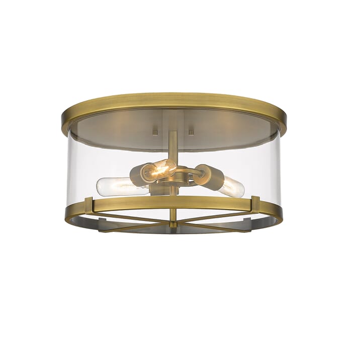 Z-Lite Callista 3-Light Flush Mount Ceiling Light In Rubbed Brass Z-Lite Callista 3-Light Flush Mount Ceiling Light In Rubbed Brass