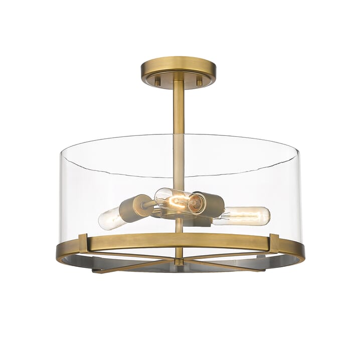 Z-Lite Callista 3-Light Semi Flush Mount Ceiling Light In Rubbed Brass Z-Lite Callista 3-Light Semi Flush Mount Ceiling Light In Rubbed Brass