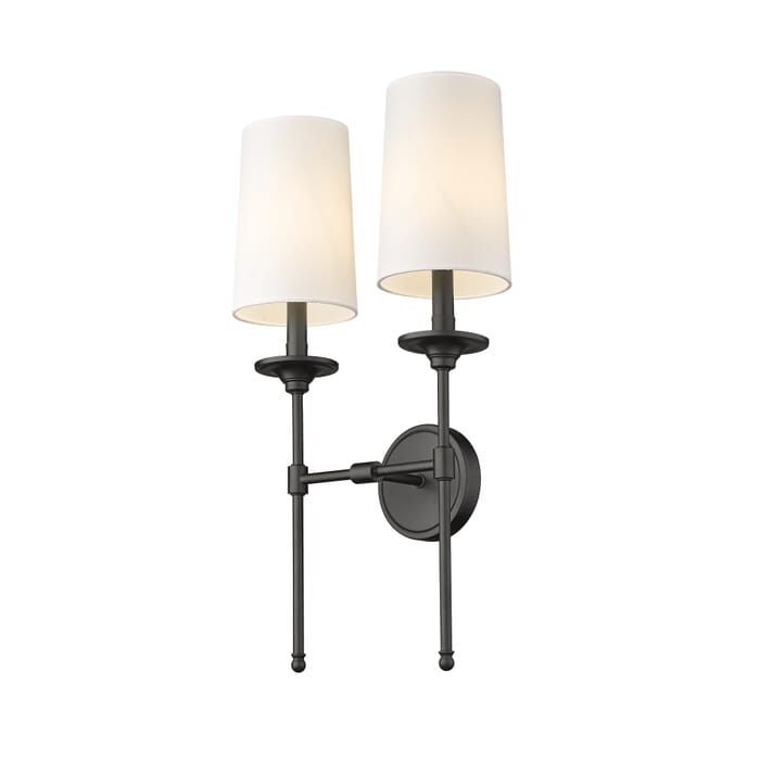 Z-Lite Emily 2-Light Wall Sconce In Matte Black Z-Lite Emily 2-Light Wall Sconce In Matte Black