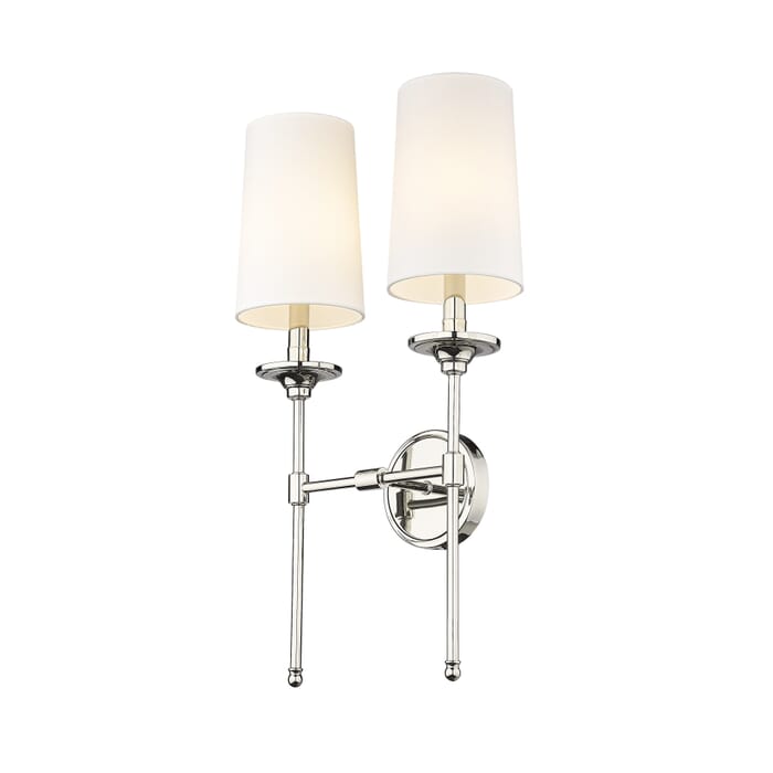 Z-Lite Emily 2-Light Wall Sconce In Polished Nickel Z-Lite Emily 2-Light Wall Sconce In Polished Nickel