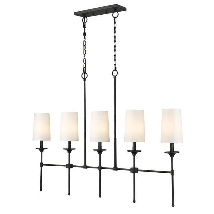 Z-Lite Emily 5-Light Linear Pendant Light In Matte Black Z-Lite Emily 5-Light Linear Pendant Light In Matte Black